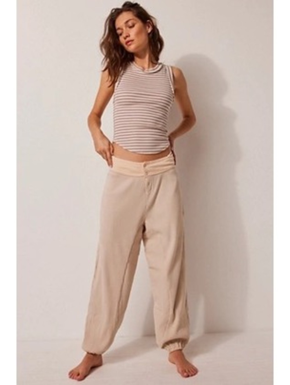 Free people intimately most wanted tan jogger ribbed pants